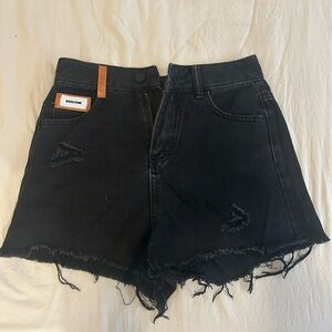 Black High-Waisted Distressed Jean Shorts